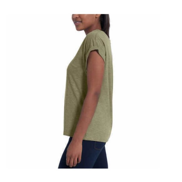NWT Jessica Simpson Women Green V-Neck Rolled Sleeve Tee Green Size 2XL $35 B240 - Picture 3 of 3